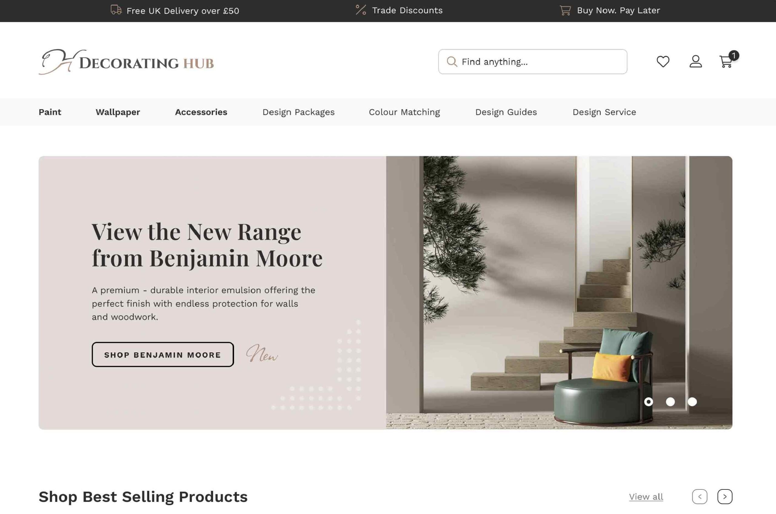 The Decorating hub ecommerce site design