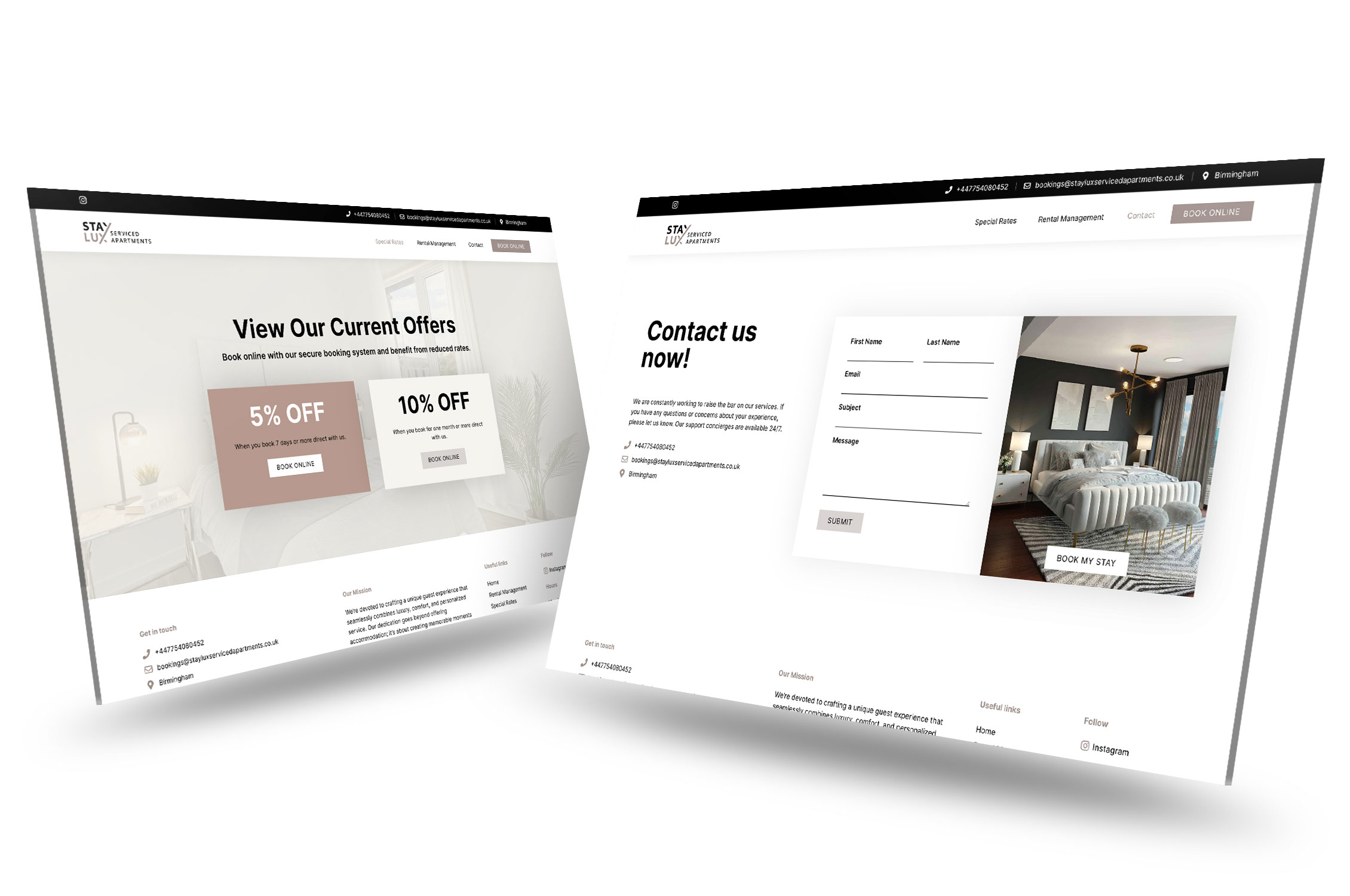 Stay Lux Serviced Apartments website design